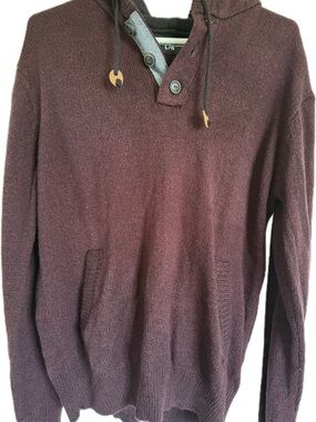 Amnesia Burgundy Hooded Knit Sweater Men’s L
